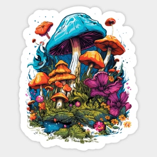 Cottagecore Aesthetic Mushrooms And flowers Sticker